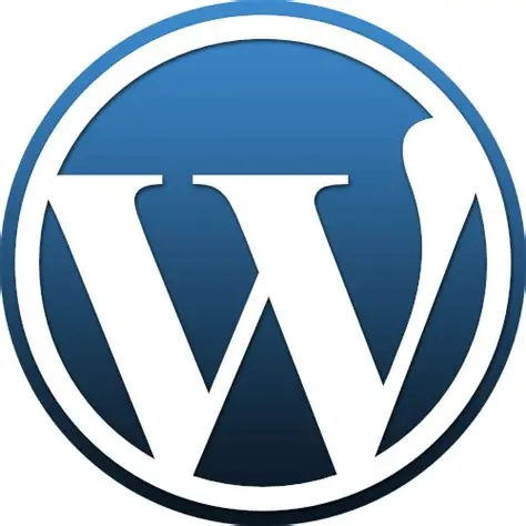 WordPress logo featuring a stylized white 'W' on a blue circular background.